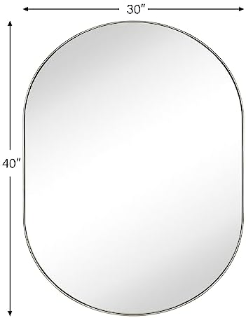TEHOME Brushed Nickel Oval Mirror 30x40 Inch