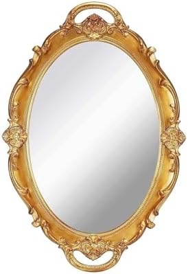 Oval Embossed Gold Vanity Mirror for Home