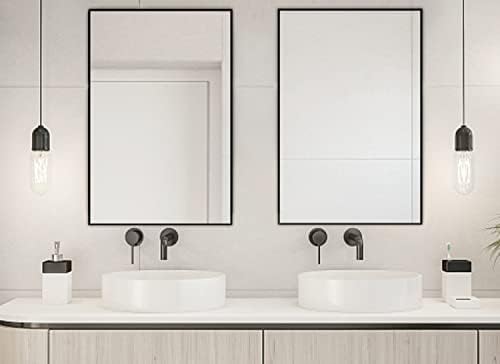 H-A 40X24 Black Thin Frame Wall Mirror