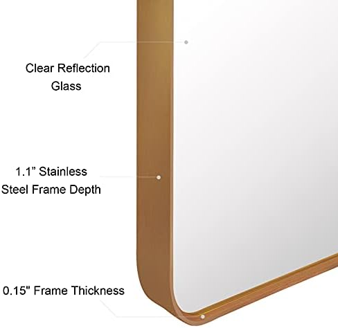 DABLUE 30x40 Inch Gold Framed Bathroom Mirror
