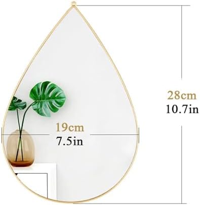 Teardrop Shape Framed Hanging Mirror Gold