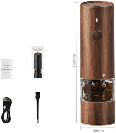 SOONHUA Rechargeable Salt Pepper Mill Set with LED Light