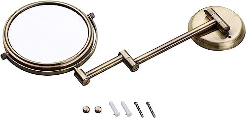 Bleslin Wall-Mounted Brass Makeup Mirror 8 Inch 360 Swivel Double Sided