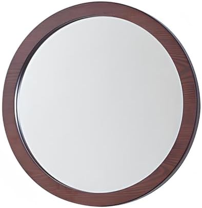 Wooden Framed HD Mirror - 30cm Round Wall Decor for Living Room