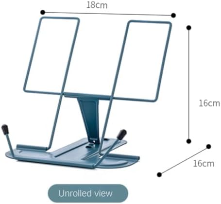 QUQUQ Adjustable Cookbook Holder with 3 Angles Portable Bookshelf Stand Blue