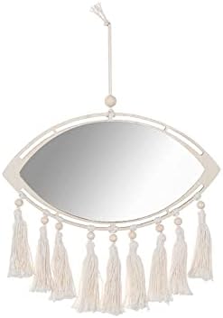 GUAN Boho Evil Eye Mirror with Macrame Wall Decor