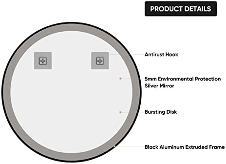 Black Metal Framed 24 Inch Round Wall Mirror