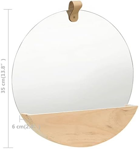 Wall Mirror with Storage Compartment 138 Round Pinewood Design