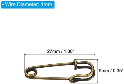 MECCANIXITY Large 106 Inch Safety Pins 50Pcs Metal Bronze Tone