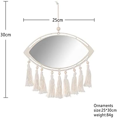 GUAN Boho Evil Eye Mirror with Macrame Wall Decor