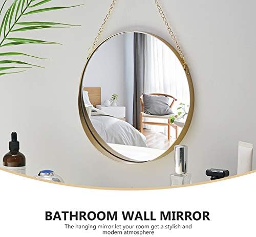 Veemoon Wall Hanging Round Mirror 10x15 Gold Frame with Chain for Home Decor