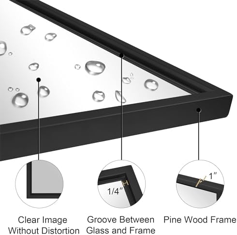 Moon Mirror 24 x 36 Inch Modern Wall Vanity Mirror Black