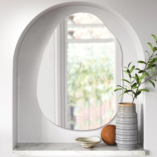 Irregular Frameless Bathroom Mirror 22x30 Inch Asymmetrical Wall Mirror