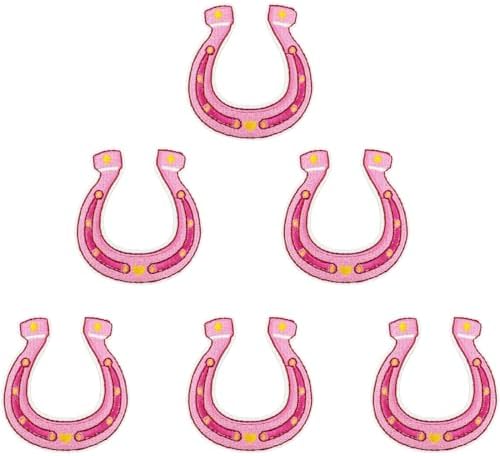 XUNHUI Pink Horseshoe Embroidery Patch 6PCS Iron-On