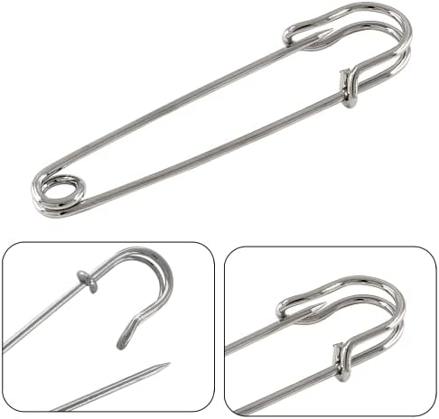 Hitefu 50PCS Heavy Duty Safety Pins 3inch Silver