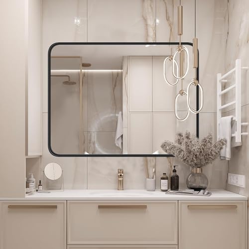 Wall-Mounted Bathroom Vanity Mirror 40x30 Matte Black