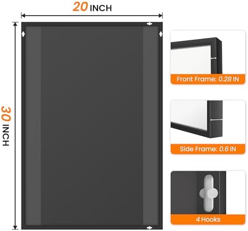 TRAHOME 20x30 Metal Frame Bathroom Wall Mirror