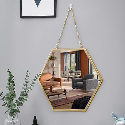 TZUFA Hexagon Wall Mirror Gold Bathroom Decor