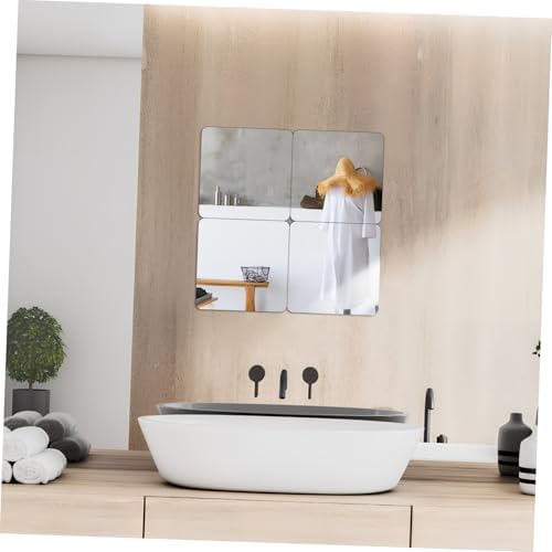 Cabilock Black Mirror Tiles Self Adhesive 4 Piece Wall Decor