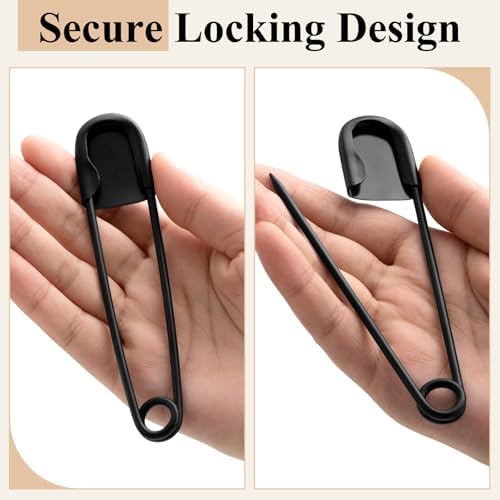Juexica Jumbo Safety Pins 10 Pcs Heavy Duty Black
