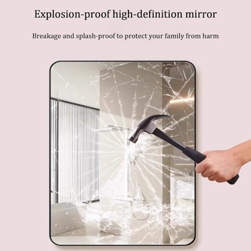 Simple HD White Bathroom Mirror with Aluminum Frame 157 x 236 Inch