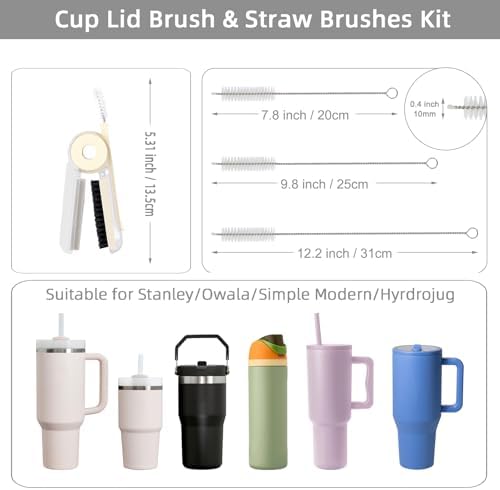 YINCL Straw Cleaner Brush Set for Tumblers