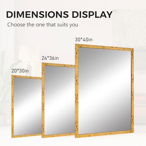 DUQIMO Rustic Wood Framed Vanity Mirror 20x30 Inch 1