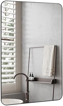 WIOWUR Black Rectangle Bathroom Mirror 20x30 Inch