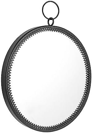 BUGUUYO Round Black Metal Wall Mirror for Bathroom