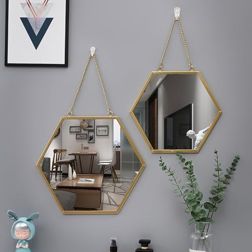 TZUFA Hexagon Wall Mirror Gold Bathroom Decor