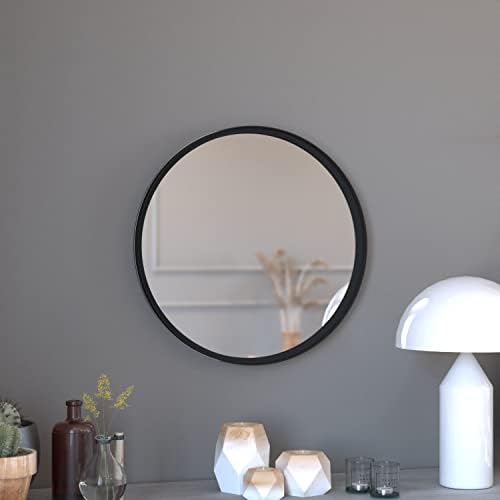 Merrick Lane Monaco Round Accent Mirror - 24 Black Metal Frame