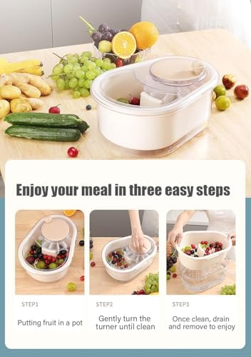 Fruit and Vegetable Washing Machine with Brush and Bowl Blue