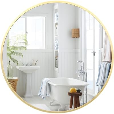30 Inch Gold Round Mirror for Home Decor