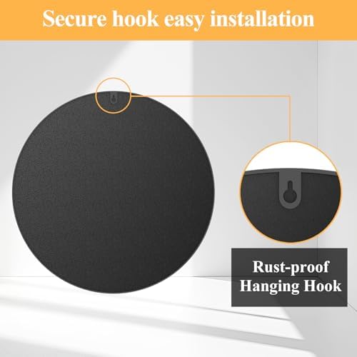 EDTEMI 24 Inch Round Mirror - Black Metal Frame 1