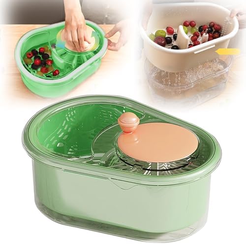 Fruit and Vegetable Washing Machine with Brush and Bowl Blue