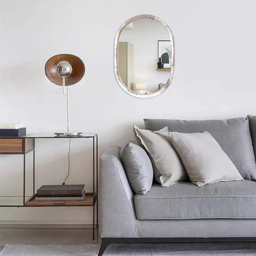 JJUUYOU Round Wall Mirror with Wood Frame