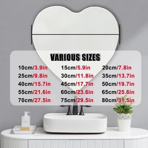 LTSRLL Heart-Shaped Mirror Tiles for Bathroom Vanity Wall