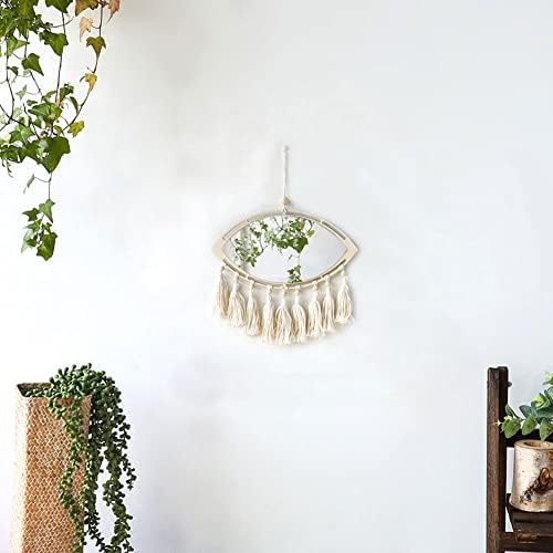 GUAN Boho Evil Eye Mirror with Macrame Wall Decor