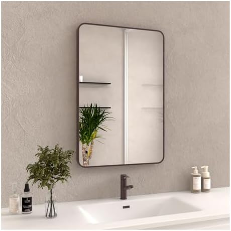 24x36 Inch Rounded Rectangle Bathroom Mirror with Oil Rubbed Bronze Frame