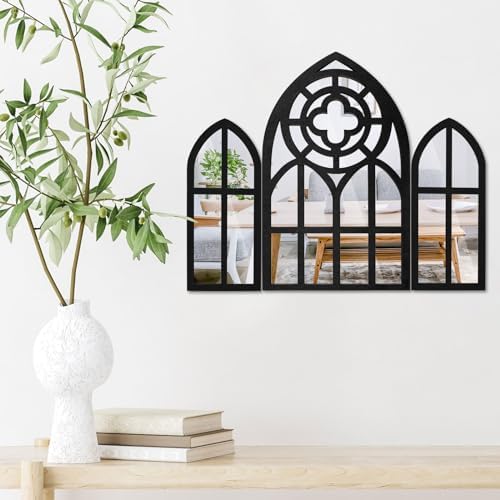 Gothic Wall Mirror Set with 1 Big Flower C-Shape Design