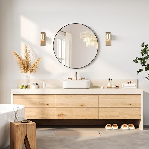 IDEALHOUSE 24 Inch Black Round Wall Mirror 1