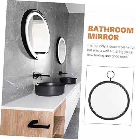 BUGUUYO Round Black Metal Wall Mirror for Bathroom