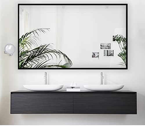 H-A 40X24 Black Thin Frame Wall Mirror