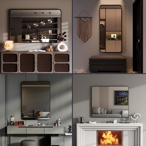 Yamazakura Matte Black Bathroom Mirror 20x30 Inch