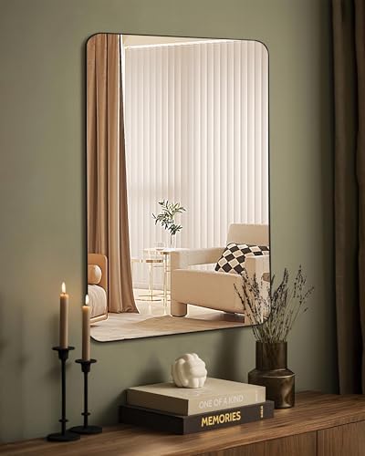 WIOWUR Black Rectangle Bathroom Mirror 20x30 Inch