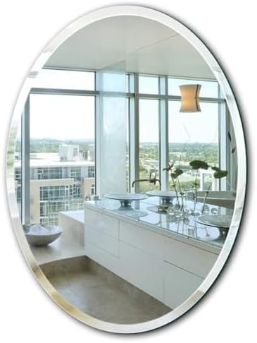 Oval Frameless Mirror Bathroom 40x60 cm Modern Design