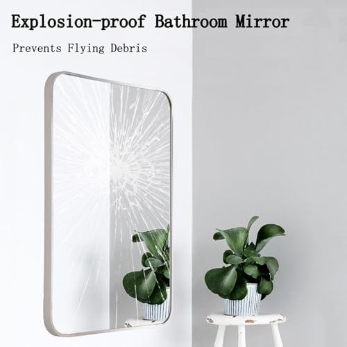 TZUFA Modern Rectangle Wall Mirror 40x60cm Silver