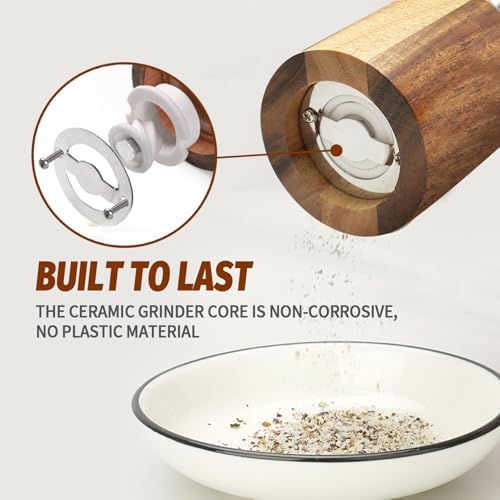 Wooden Pepper and Salt Grinder with Adjustable Coarse Setting