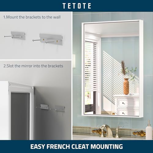 TETOTE 24x32 Inch White Framed Rectangle Mirror