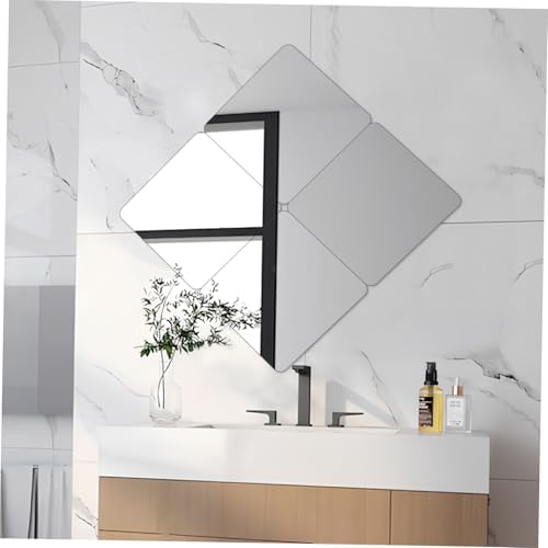 4 Pack Self Adhesive Mirror Tiles Black 20x20cm for Wall Decor